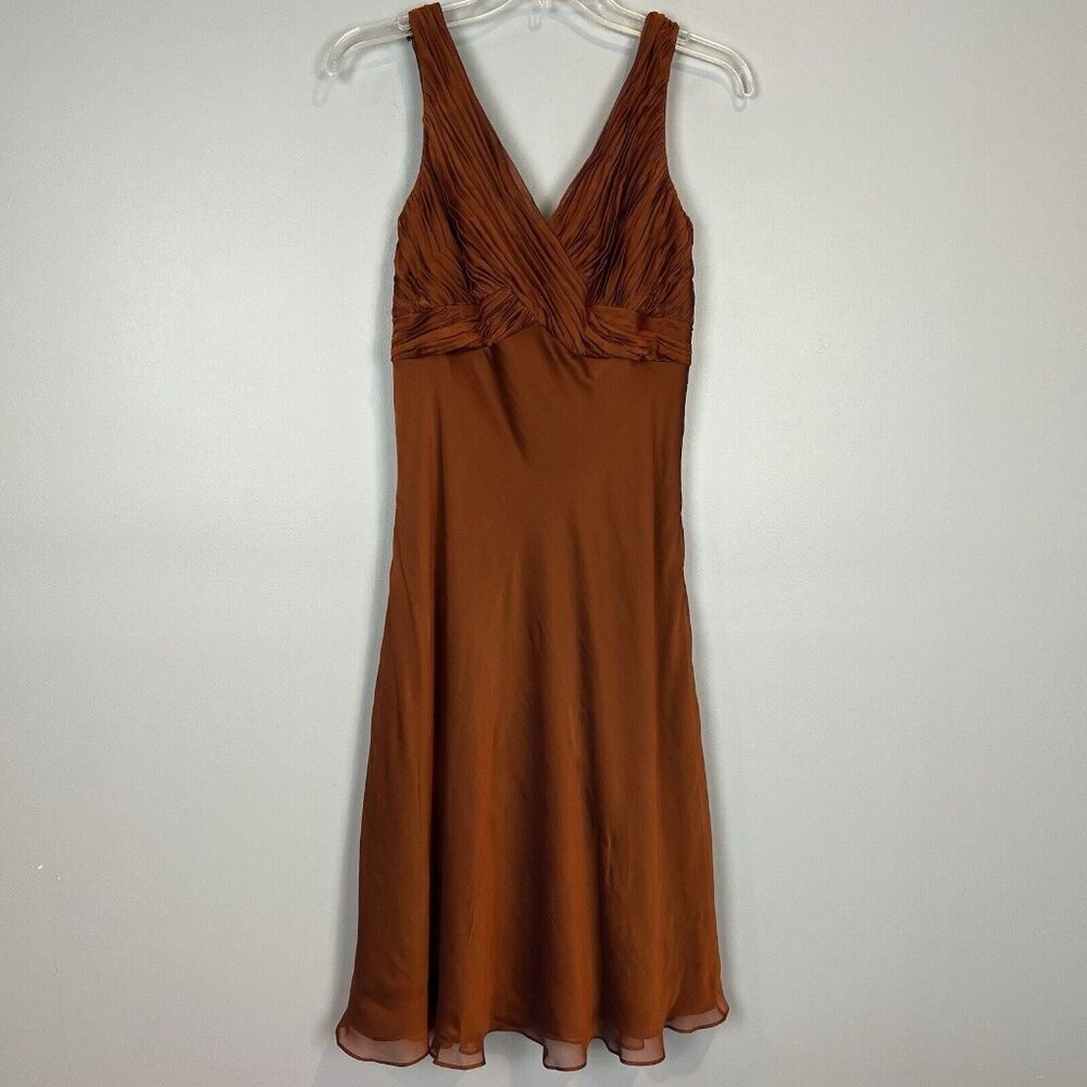 Anne Klein Satin Dress Size 8 Vtg Y2K Fairycore Ethereal Orange